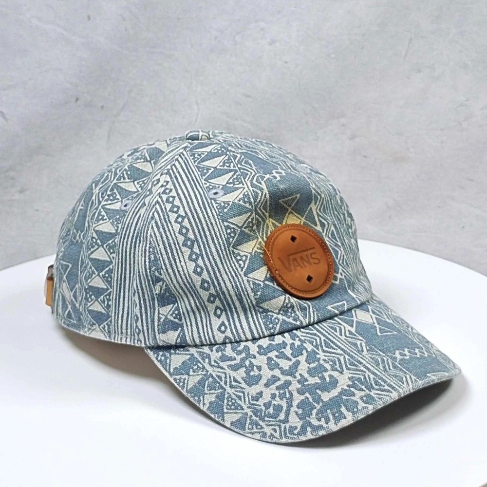 Vans Mens Geometric Print‎ Baseball Cap Tan Leather Strapback Hat